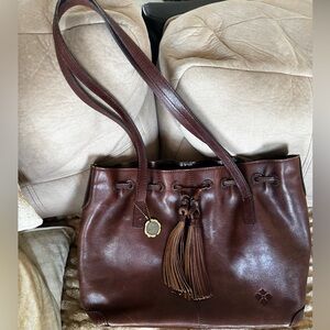 Patricia Nash Leather Drawstring Witney Tote - Distressed British Tan